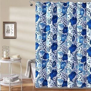 Blue Floral Shower Curtain